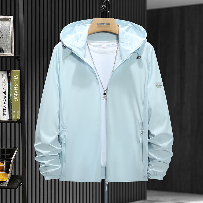 Unisex lauko vėjo švarko žygiams ir žvejybai – kvėpuojantis, UV 50+, lengvas nailoninis audinys, su gaubtu