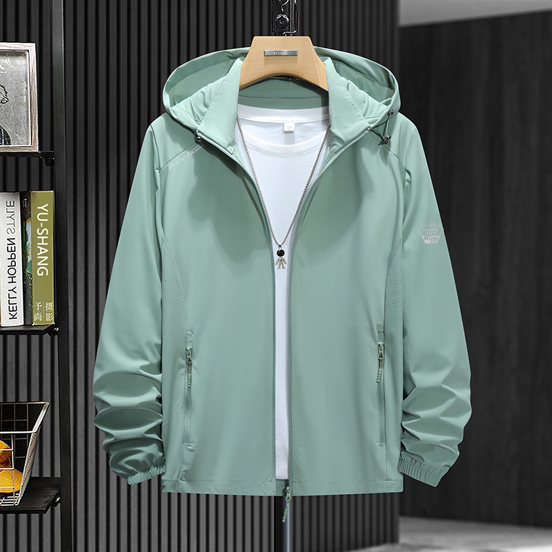 Unisex lauko vėjo švarko žygiams ir žvejybai – kvėpuojantis, UV 50+, lengvas nailoninis audinys, su gaubtu