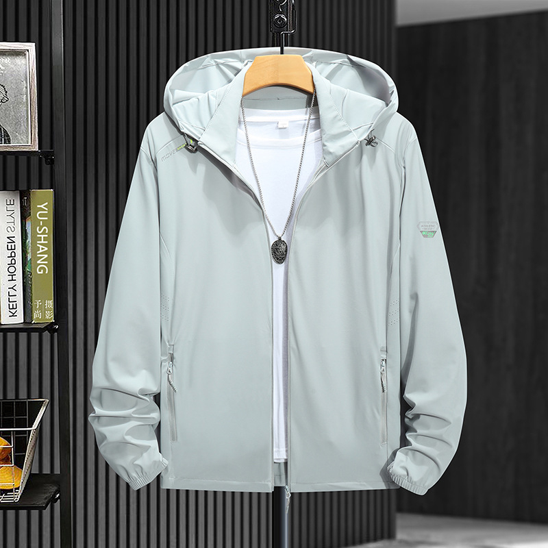 Unisex lauko vėjo švarko žygiams ir žvejybai – kvėpuojantis, UV 50+, lengvas nailoninis audinys, su gaubtu