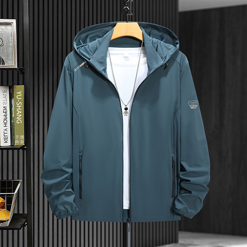 Unisex lauko vėjo švarko žygiams ir žvejybai – kvėpuojantis, UV 50+, lengvas nailoninis audinys, su gaubtu