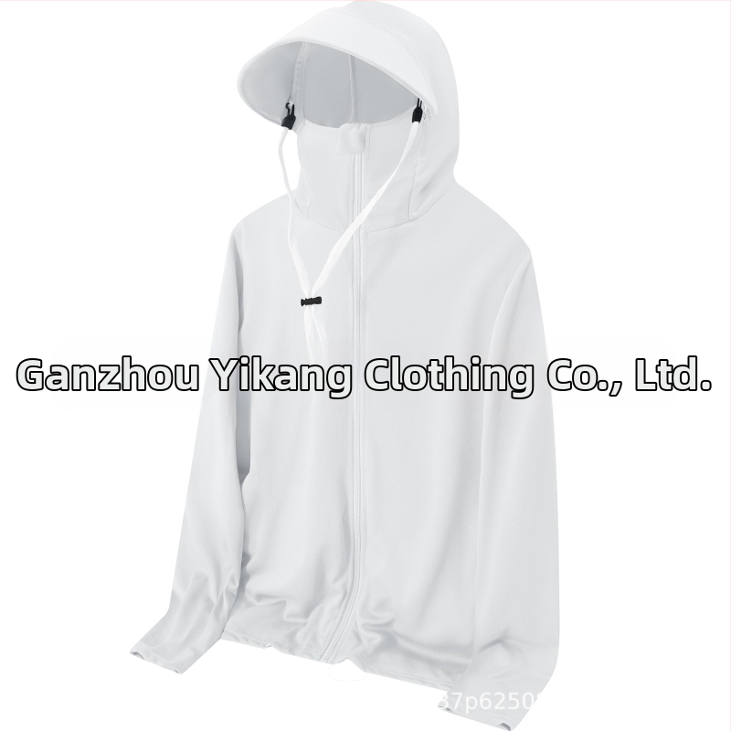 Kapucēta viegls elpojošs krekls no polipropilēna auduma, piemērots ārējai makšķerēšanai, ar sānu kabatām