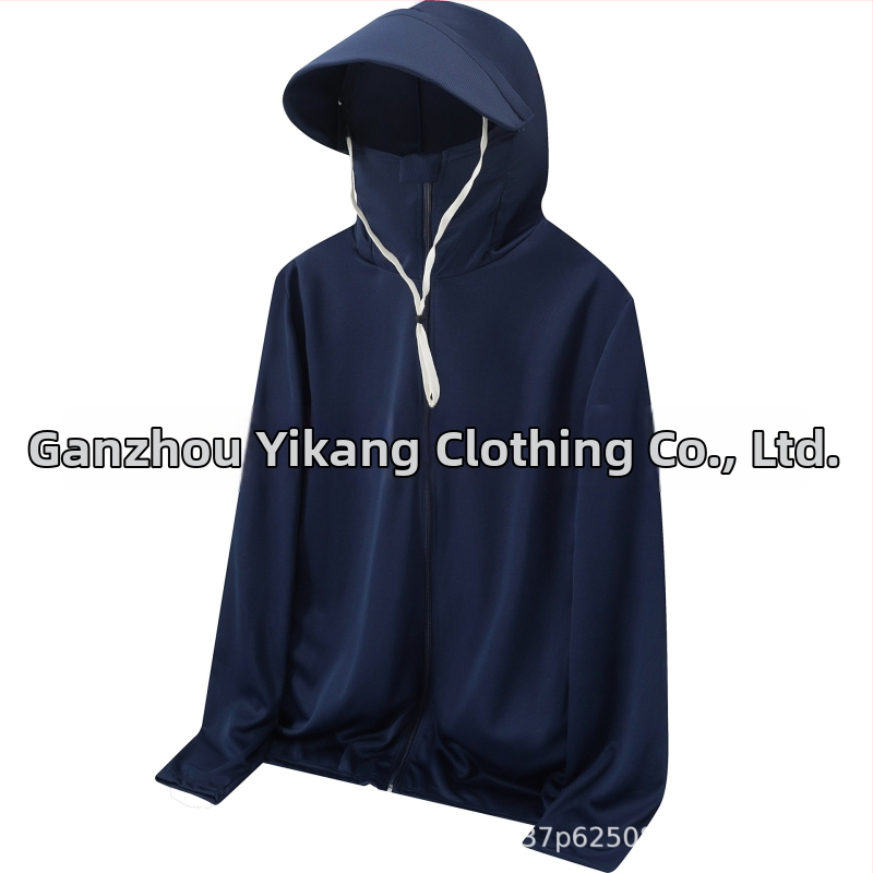 Kapucēta viegls elpojošs krekls no polipropilēna auduma, piemērots ārējai makšķerēšanai, ar sānu kabatām