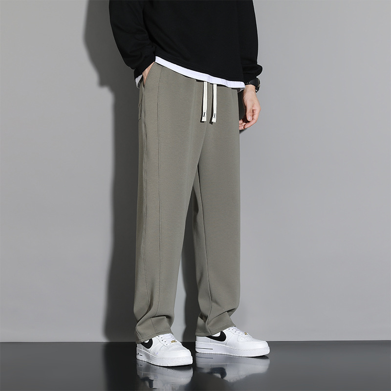 Muške sportske hlače od pamukasto-mješavine s flis podstavom, ravni kroj, visok pojas, zimski model