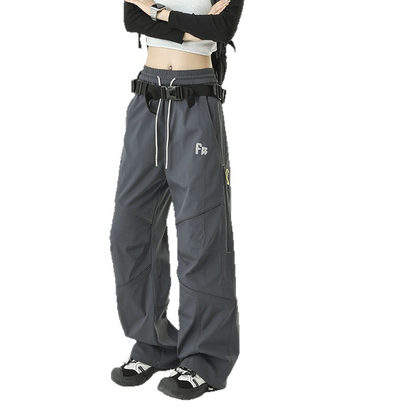 Hlače američkog stila desantnih vojnika, unisex, s flecom iznutra, opušten kroj, ravne i široke nogavice, sportske hlače za tinejdžere
