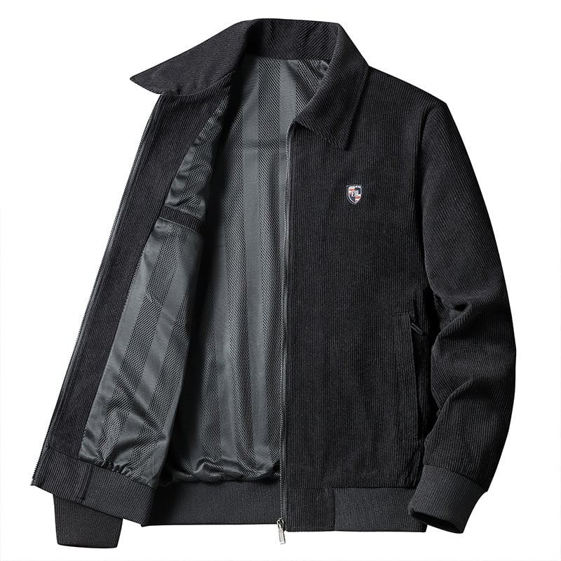 Corduroy jakk varukaga, tõmblukk ees, fleece vooder, paksenenud soojus, tavaline pikkus