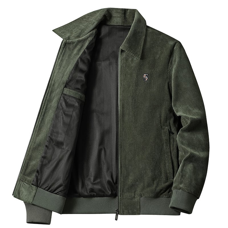 Corduroy jakk varukaga, tõmblukk ees, fleece vooder, paksenenud soojus, tavaline pikkus