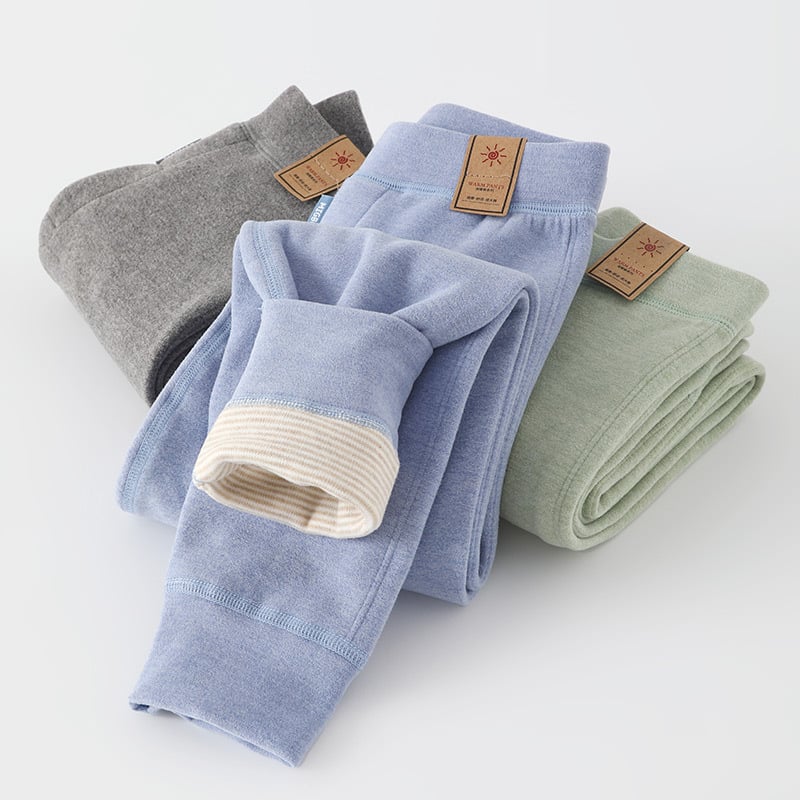 Детски двуслойни кашмирени термални панталони, есен-зима, унисекс, средна талия