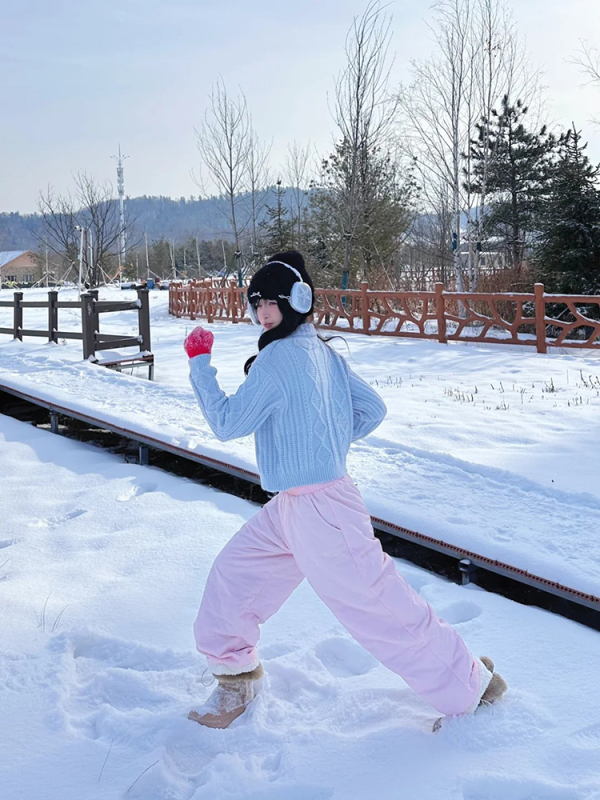 Moterų slidinėjimo kelnių su fliso vidumi, nailono užpildas, vėjo atsparios ir šiltos iki -40°C