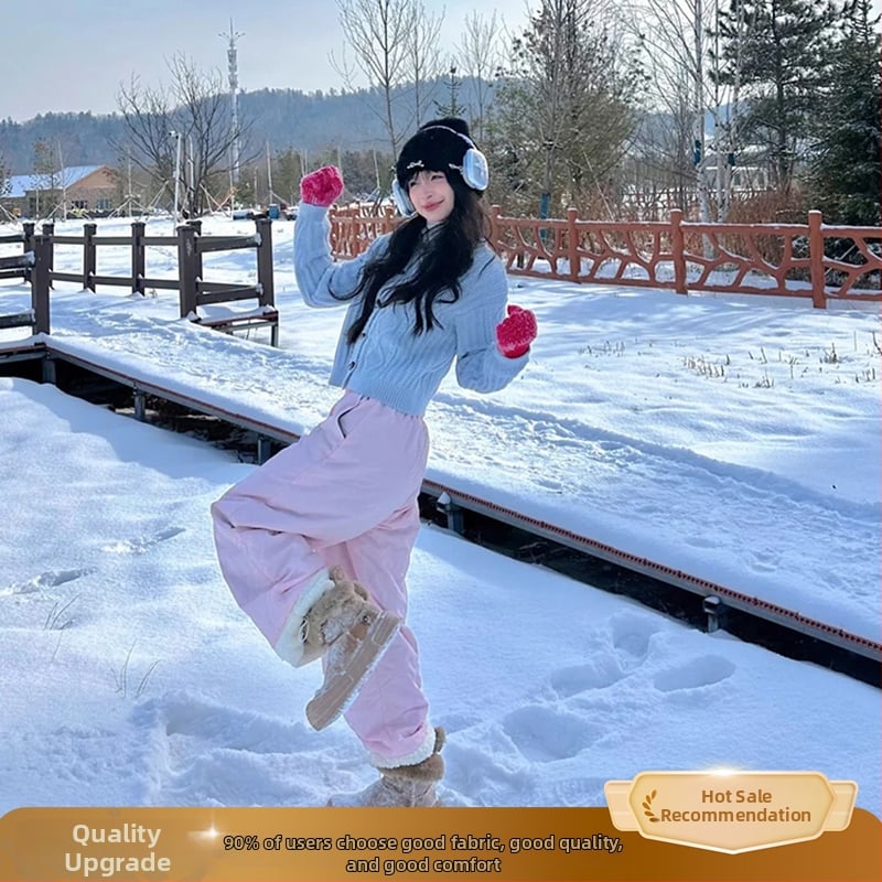 Moterų slidinėjimo kelnių su fliso vidumi, nailono užpildas, vėjo atsparios ir šiltos iki -40°C