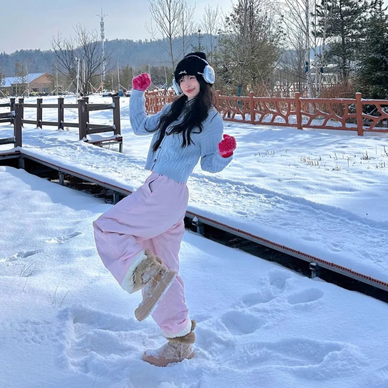 Moterų slidinėjimo kelnių su fliso vidumi, nailono užpildas, vėjo atsparios ir šiltos iki -40°C