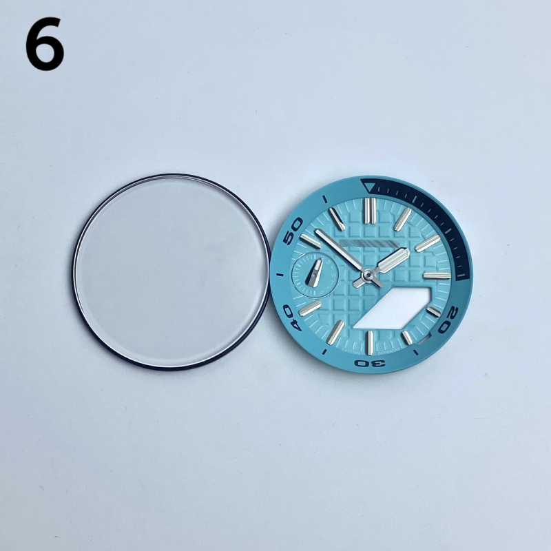 GA2100 modifikācijas komplekts pulkstenim — metāla ciferlats, iekšējais ēnas gredzens, rokas, safīra kristāls, četrdaļīgs komplekts