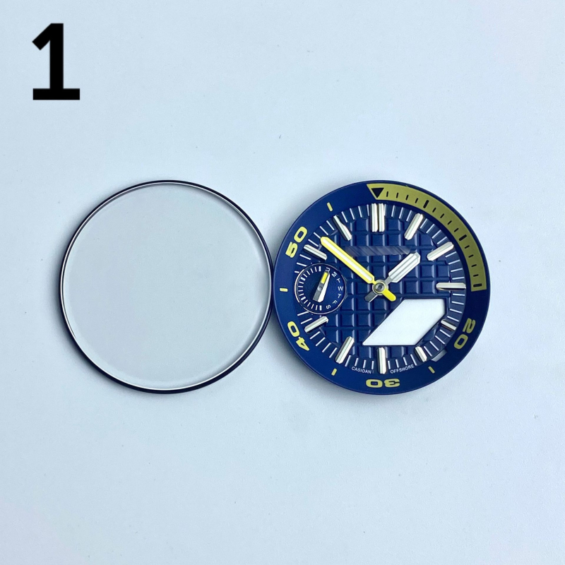 GA2100 modifikācijas komplekts pulkstenim — metāla ciferlats, iekšējais ēnas gredzens, rokas, safīra kristāls, četrdaļīgs komplekts