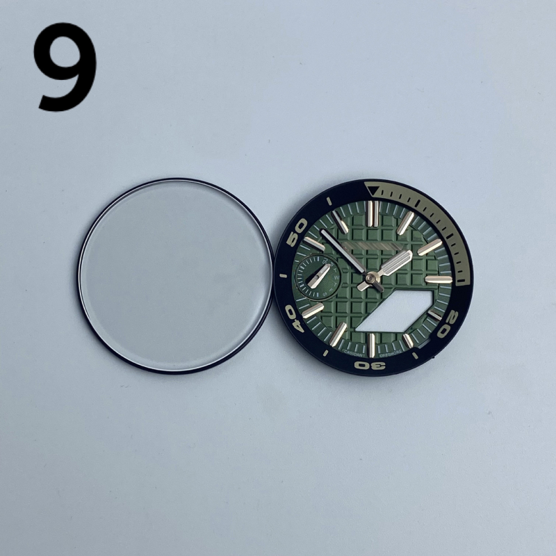 GA2100 modifikācijas komplekts pulkstenim — metāla ciferlats, iekšējais ēnas gredzens, rokas, safīra kristāls, četrdaļīgs komplekts