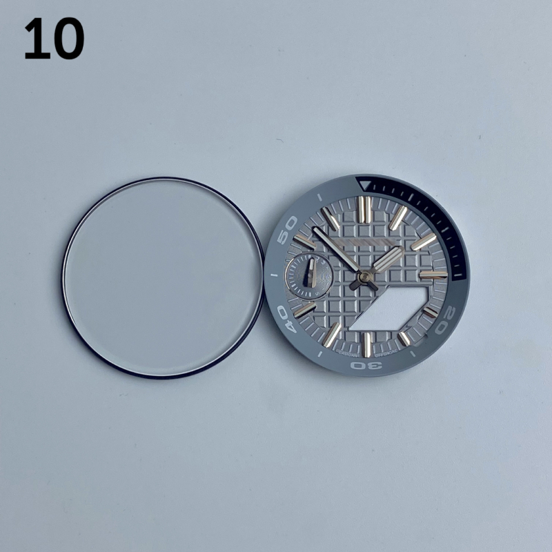 GA2100 modifikācijas komplekts pulkstenim — metāla ciferlats, iekšējais ēnas gredzens, rokas, safīra kristāls, četrdaļīgs komplekts