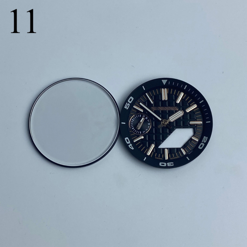 GA2100 modifikācijas komplekts pulkstenim — metāla ciferlats, iekšējais ēnas gredzens, rokas, safīra kristāls, četrdaļīgs komplekts