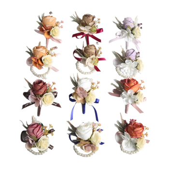 Kāzu korsāgs ar satīna rozīti, rokdarbs, ar drukātu logotipu, Azure zīmols, piemērots kāzām