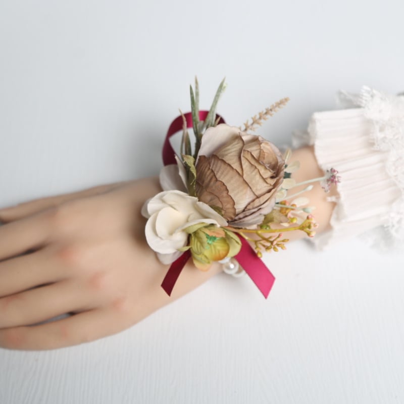 Kāzu korsāgs ar satīna rozīti, rokdarbs, ar drukātu logotipu, Azure zīmols, piemērots kāzām