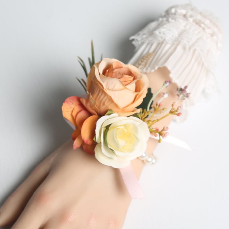 Kāzu korsāgs ar satīna rozīti, rokdarbs, ar drukātu logotipu, Azure zīmols, piemērots kāzām