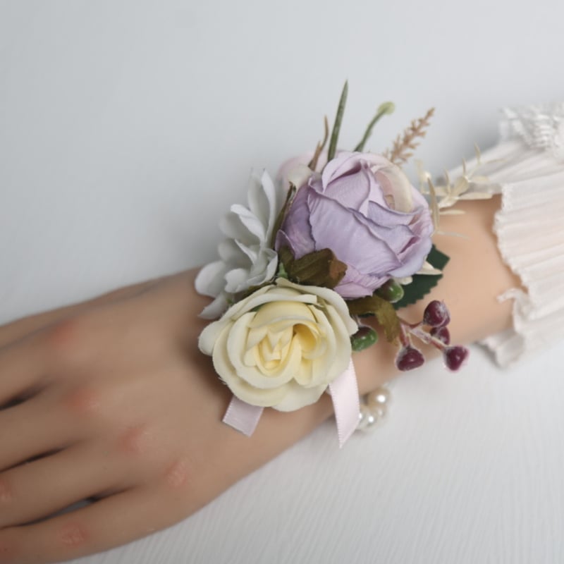 Kāzu korsāgs ar satīna rozīti, rokdarbs, ar drukātu logotipu, Azure zīmols, piemērots kāzām