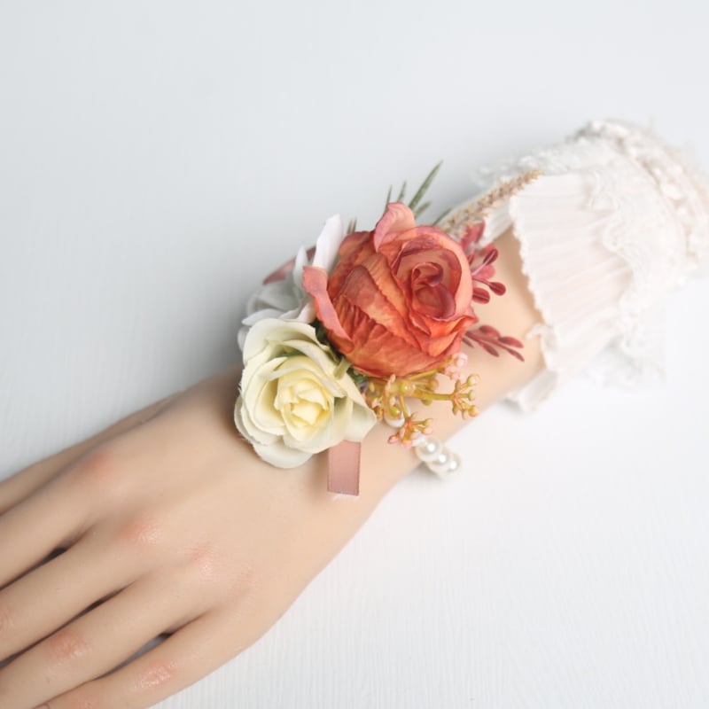 Kāzu korsāgs ar satīna rozīti, rokdarbs, ar drukātu logotipu, Azure zīmols, piemērots kāzām