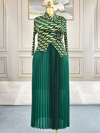 Γυναικείο φόρεμα με ζέμπρα εκτύπωση, σιφόν, πλισέ, μακρύ μήκος, μακριά μανίκια