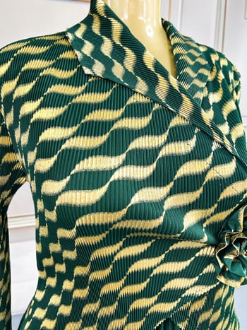 Γυναικείο φόρεμα με ζέμπρα εκτύπωση, σιφόν, πλισέ, μακρύ μήκος, μακριά μανίκια