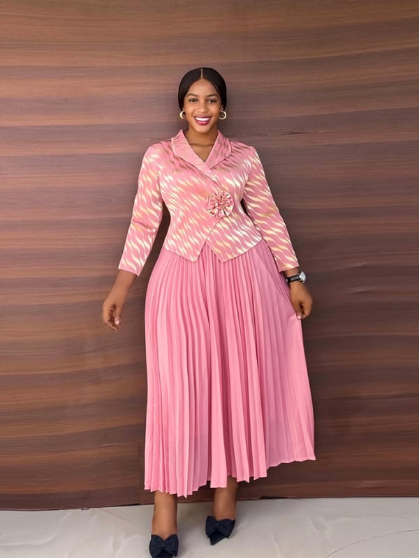 Γυναικείο φόρεμα με ζέμπρα εκτύπωση, σιφόν, πλισέ, μακρύ μήκος, μακριά μανίκια