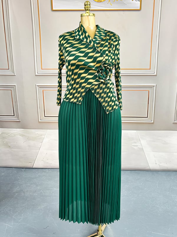 Γυναικείο φόρεμα με ζέμπρα εκτύπωση, σιφόν, πλισέ, μακρύ μήκος, μακριά μανίκια