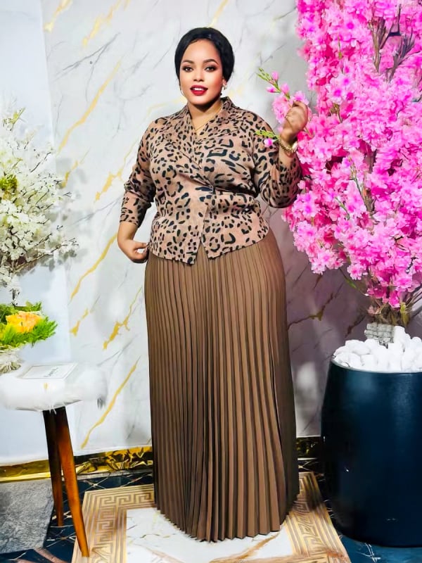 Γυναικείο φόρεμα με ζέμπρα εκτύπωση, σιφόν, πλισέ, μακρύ μήκος, μακριά μανίκια