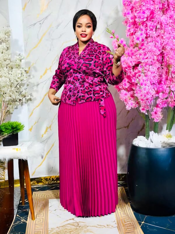 Γυναικείο φόρεμα με ζέμπρα εκτύπωση, σιφόν, πλισέ, μακρύ μήκος, μακριά μανίκια