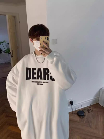 Korejskog stila široka mikina sa zatvaračem i tiskom slova na debelom poliesteru (70% poliester)