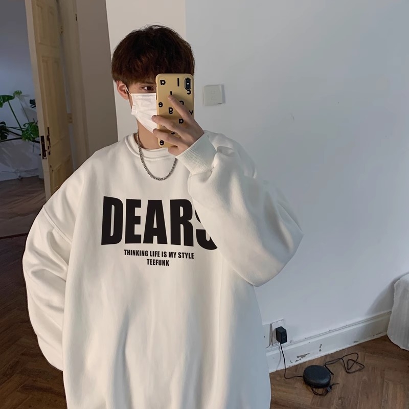 Korejskog stila široka mikina sa zatvaračem i tiskom slova na debelom poliesteru (70% poliester)