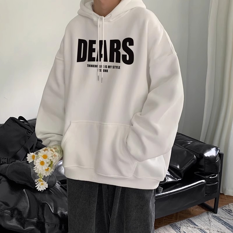 Korejskog stila široka mikina sa zatvaračem i tiskom slova na debelom poliesteru (70% poliester)