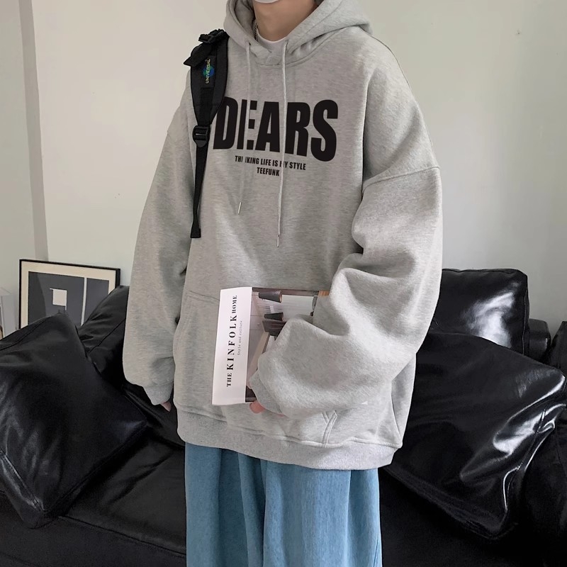 Korejskog stila široka mikina sa zatvaračem i tiskom slova na debelom poliesteru (70% poliester)