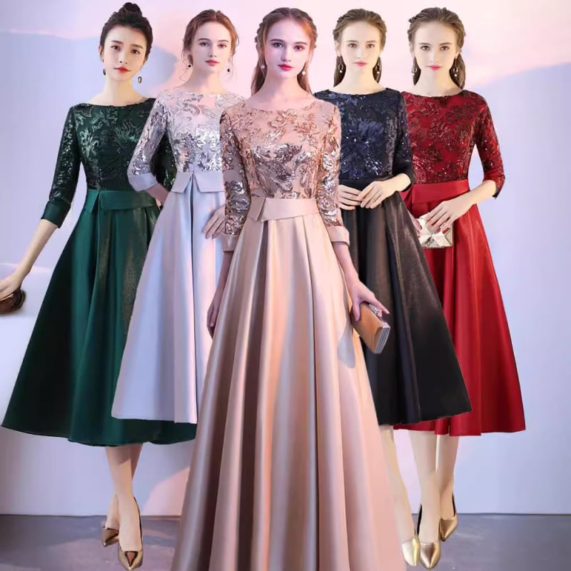 Дълга вечерна рокля от Mulberry Silk + Tussah Silk, дълги ръкави, дълъг силует, подходяща за банкет и годишна гала, пролет 2025