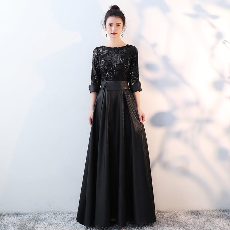 Дълга вечерна рокля от Mulberry Silk + Tussah Silk, дълги ръкави, дълъг силует, подходяща за банкет и годишна гала, пролет 2025