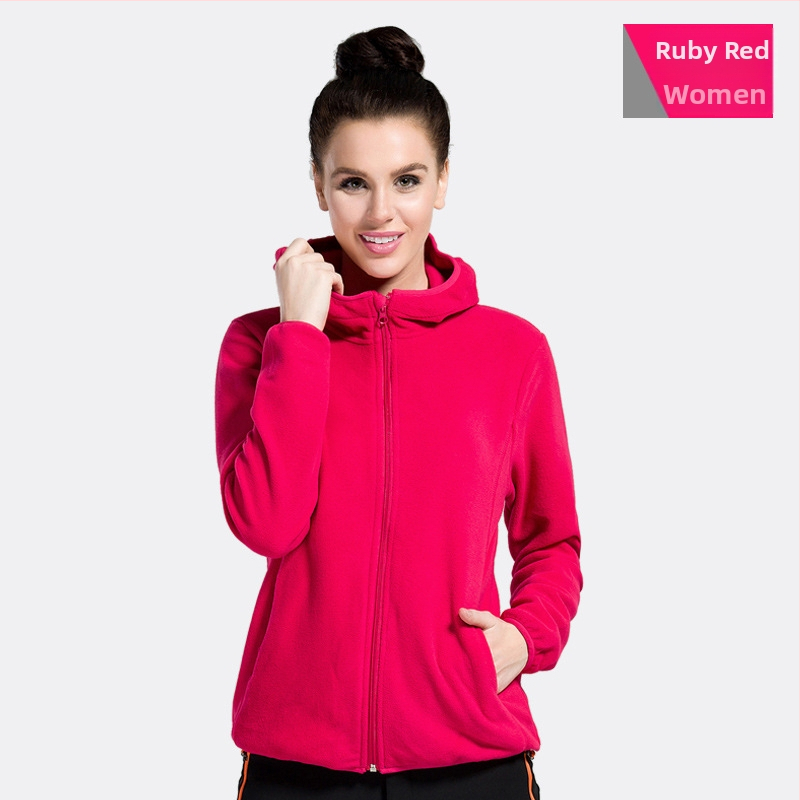 Youmu fliso striukė su gobtuvu, kardigan stiliaus, vėjo atspari, unisex