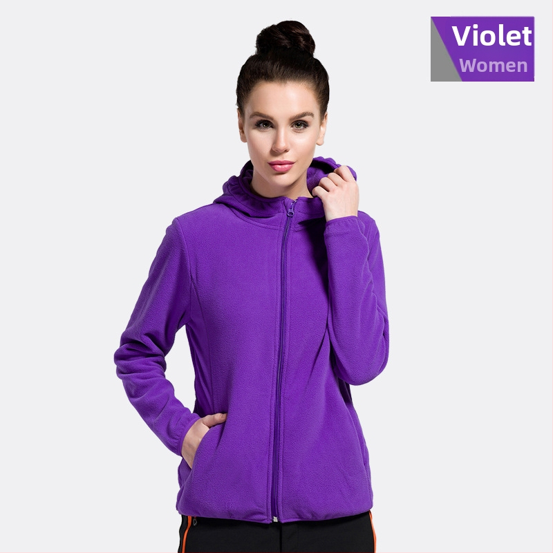 Youmu fliso striukė su gobtuvu, kardigan stiliaus, vėjo atspari, unisex