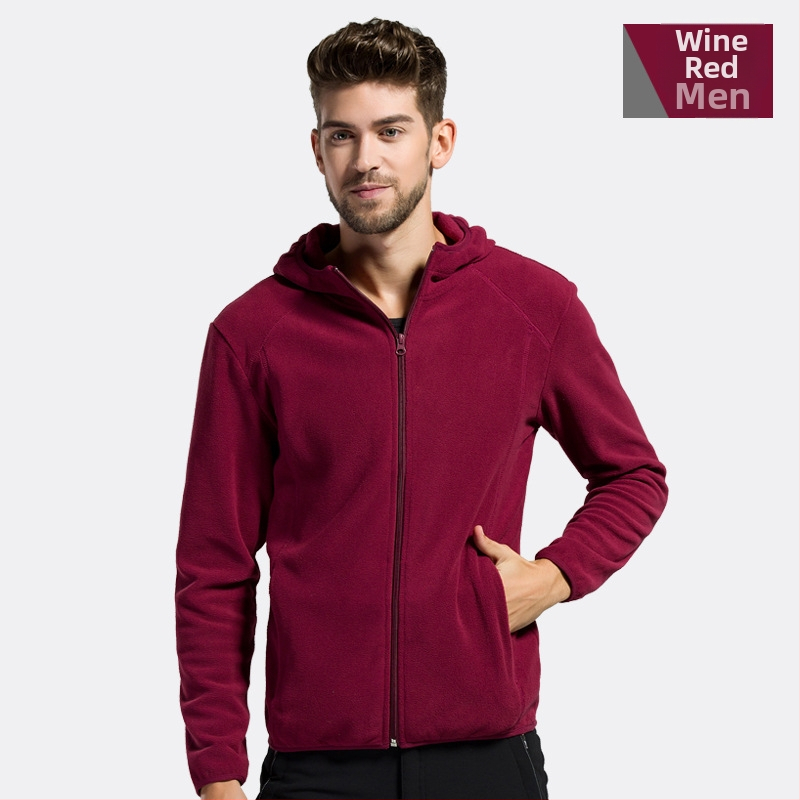 Youmu fliso striukė su gobtuvu, kardigan stiliaus, vėjo atspari, unisex