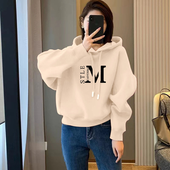 Ženski hoodie od chenille s flecom i spandeksom, tiskom, proljeće 2025