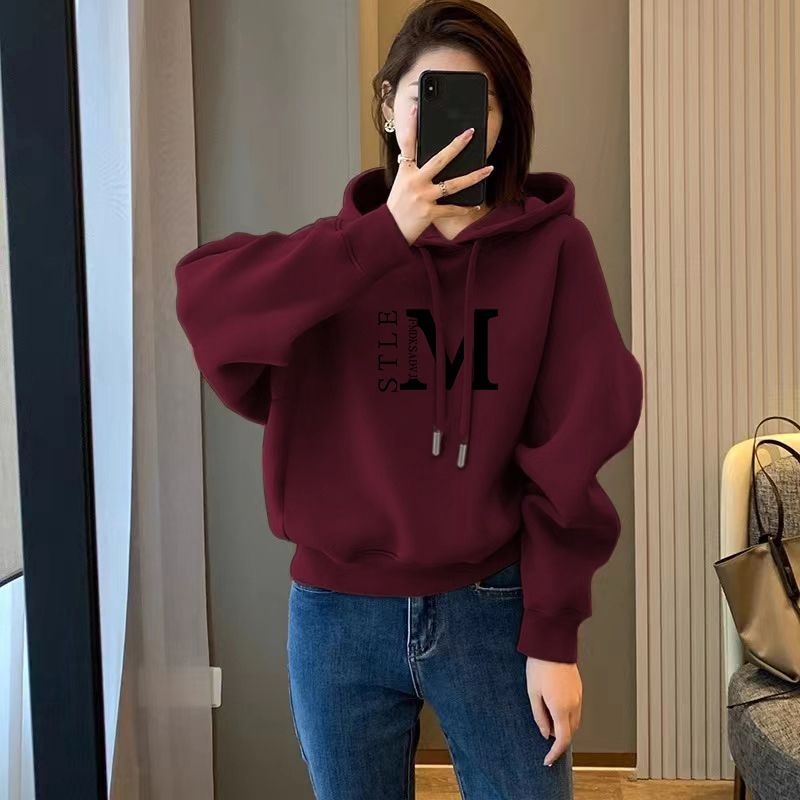 Ženski hoodie od chenille s flecom i spandeksom, tiskom, proljeće 2025