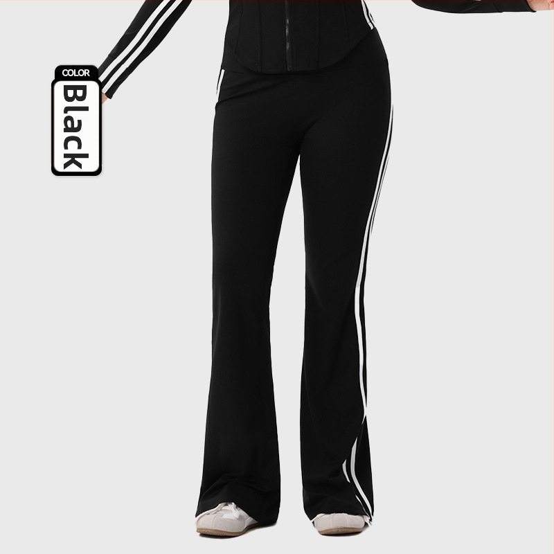 Плюс размер спортен комплект за дами - две части, топ с дълъг ръкав в стил кардиган и клеш панталони, 80% найлон + 20% спандекс, есенно-зимна 2025, подходящ за йога и пилатес