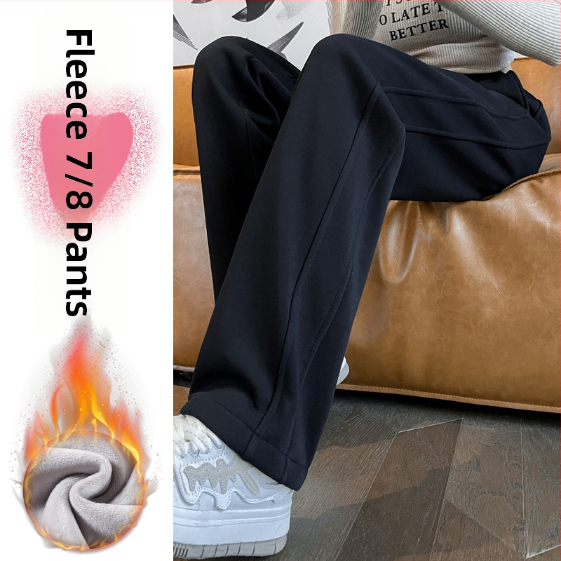 Kasdieninės tiesios kelnės, 3/4 ilgio, aukštas liemuo, medvilnės mišinio audinys, ruduo 2025 Royal Sister stilius