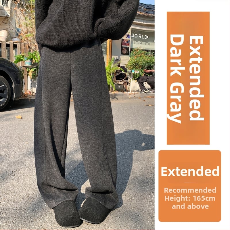 Moteriški plačios kelnes su aukštu juosmeniu, vidinė fliso danga, poliesterio audinys, žiema 2025, kasdienis japonų-korejiečių stilius.