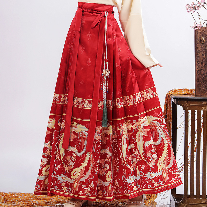 Ženski Hanfu set za proljeće-ljeto, našiven mrežasti materijal, poliester, suknja konjskog lica