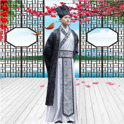 Muška Hanfu duga haljina u stilu dinastije Song, učenjak, kostim za film i pozornicu, Jiangnan talent stil