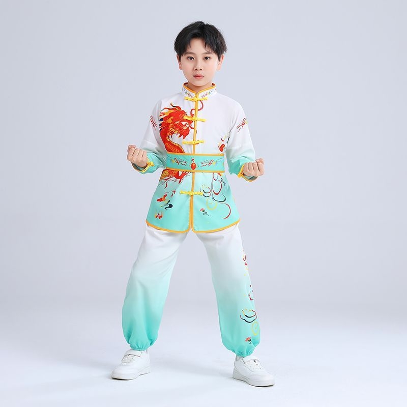 Vaikų kovos menų apranga pasirodymams – Tai Chi/Kung Fu treniruočių komplektas, keturiais kryptimis ištempiamas audinys Spandex 95%+