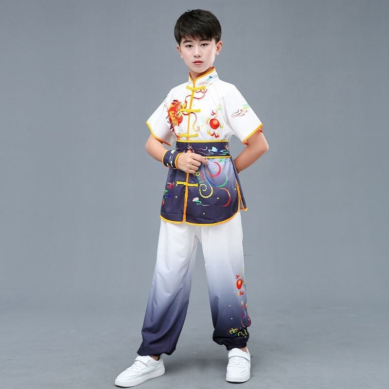 Vaikų kovos menų apranga pasirodymams – Tai Chi/Kung Fu treniruočių komplektas, keturiais kryptimis ištempiamas audinys Spandex 95%+