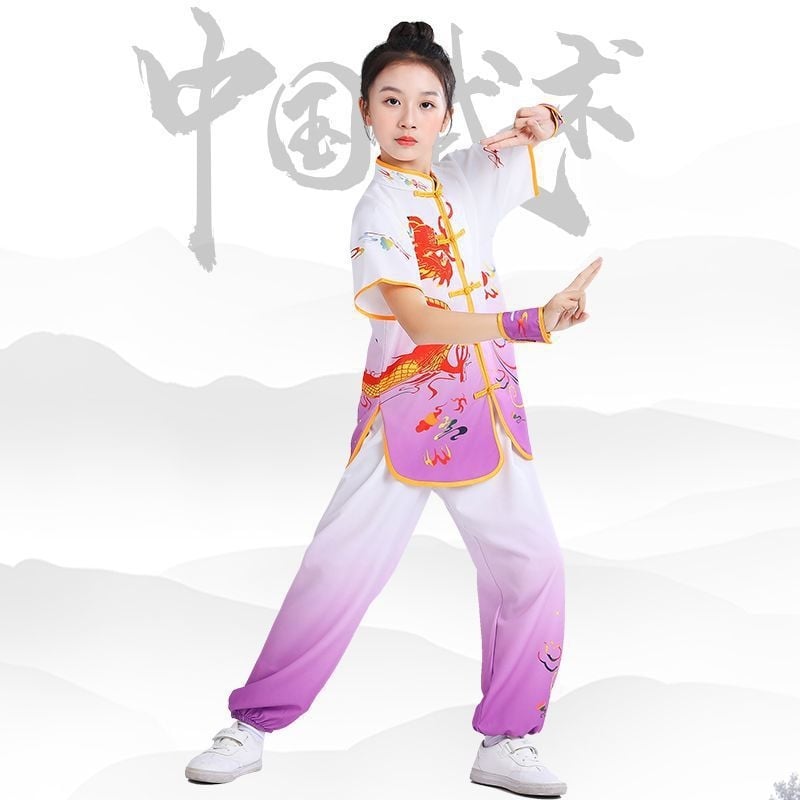Vaikų kovos menų apranga pasirodymams – Tai Chi/Kung Fu treniruočių komplektas, keturiais kryptimis ištempiamas audinys Spandex 95%+