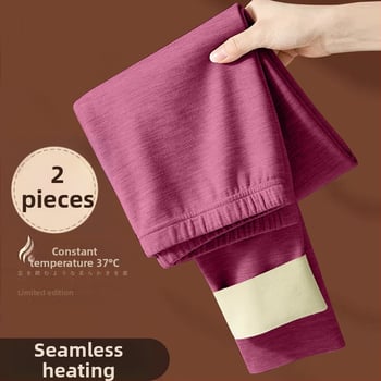 Sievietes apkures termiskie legingi ar flīsa iekšpuse, bezšuvju, bieza poliestera materiāls